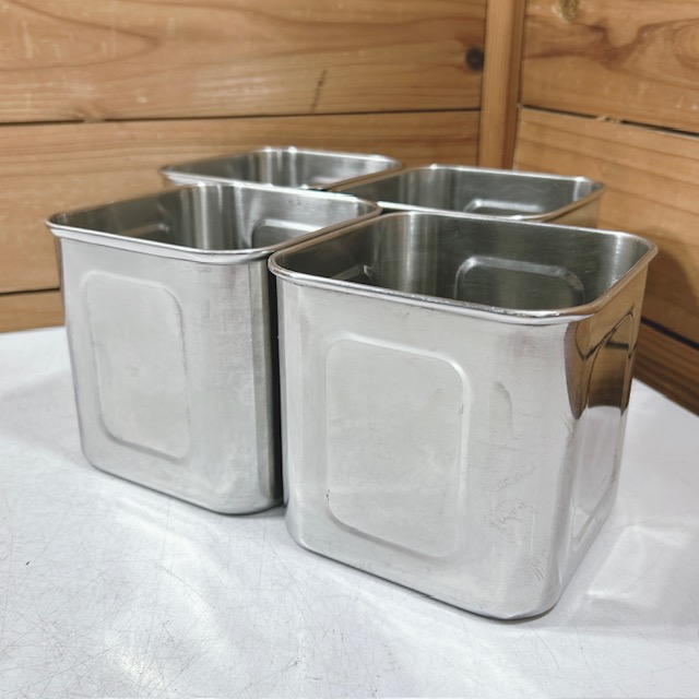 【中古】YUKIWA/ユキワ 三宝産業 ステンレス 深型角キッチンポット 目盛なし SIZE:12 計4点セット (蓋なし)