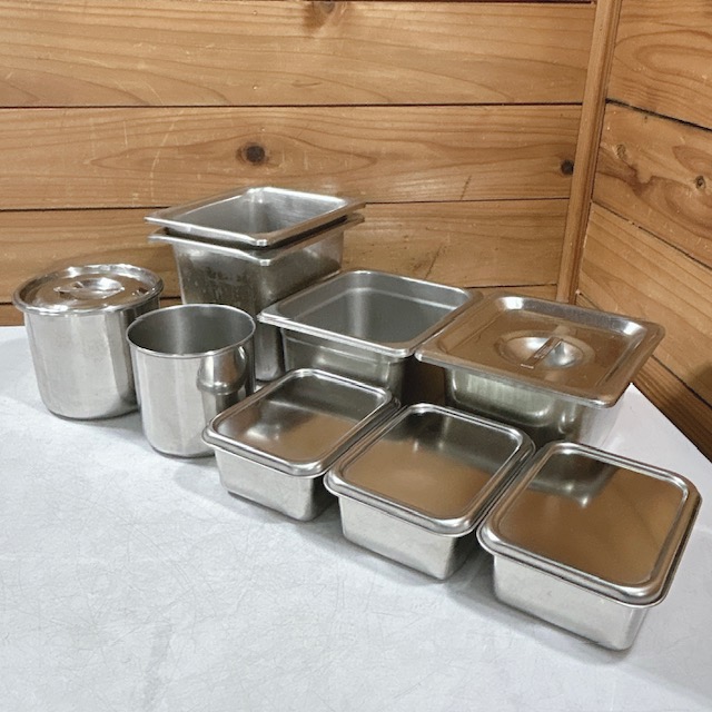 【中古】SUGICO/スギコ 他 調理器具 業務用 18-8 ステンレス ホテルパン 1/6サイズ 丸型キッチンポット 0号バット 計9点セット