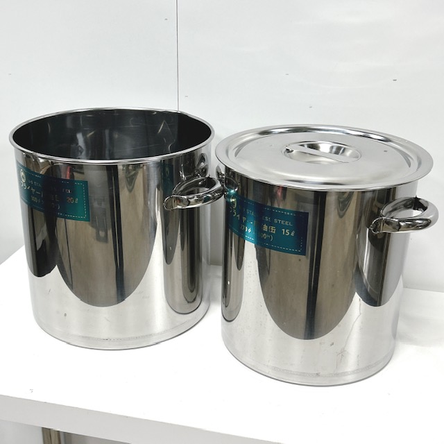 【中古】Star Arrow/スターアロー 業務用 フライヤー用油缶 丸キッチンポット 18-0 ステンレス製 厨房用品 寸胴鍋 15L 20L 2点セット