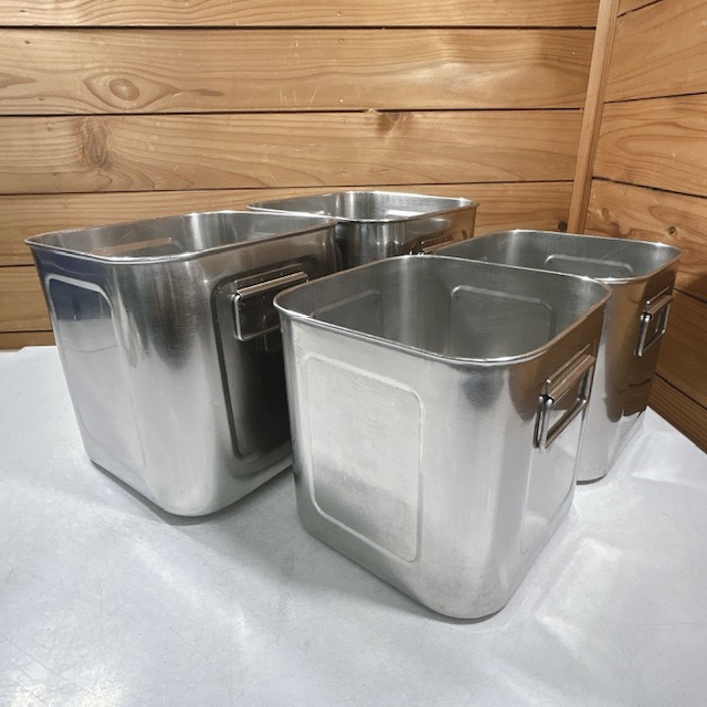【中古】YUKIWA/ユキワ 三宝産業 ステンレス 深型角キッチンポット SIZE:24/21 持ち手付き 目盛付き 計4点セット