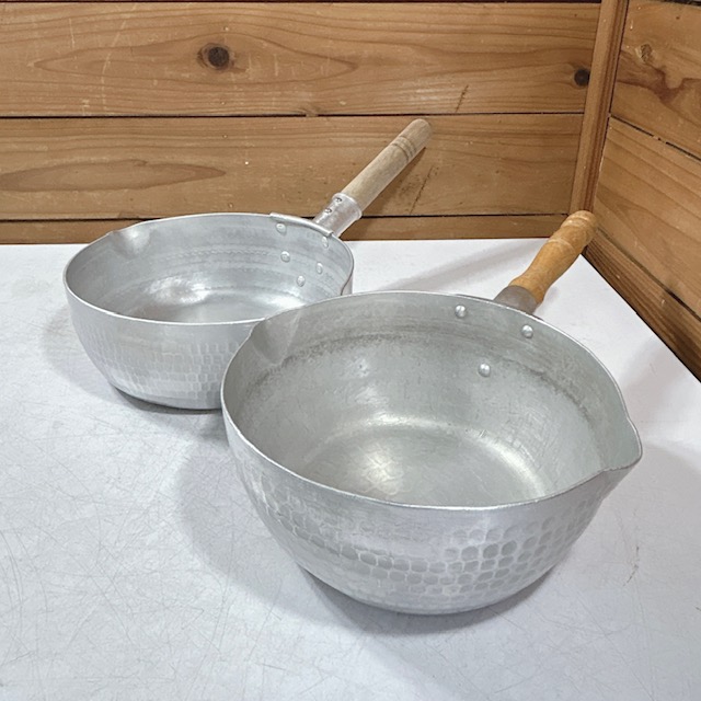 【中古】 AKAO/アカオアルミ 他 アルミDON打出片手ボーズ鍋 片手鍋 木柄調理鍋 アルミ鍋 20cm/21cm 2点セット