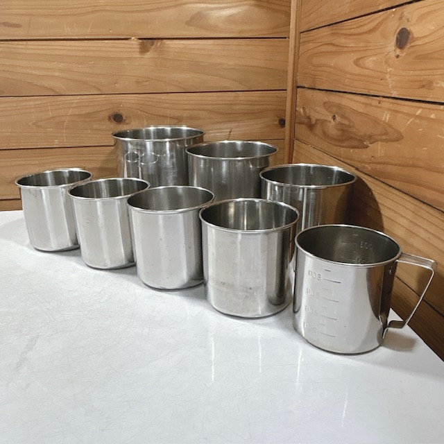【中古】YUKIWA/ユキワ 他 調理器具 業務用 18-8 ステンレス 丸型キッチンポット 計量カップ ５種類 計8点セット