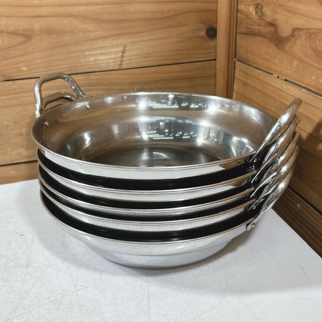 【中古】業務用 寄せ鍋 両手鍋 持ち鍋 火鍋 ステンレススチール IH対応 φ240×H60(mm) 24cm 5枚セット