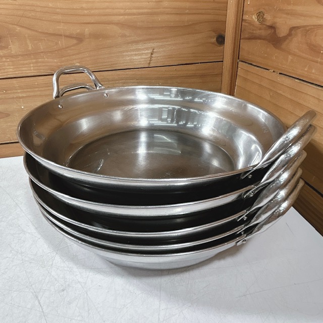 【中古】業務用 寄せ鍋 両手鍋 持ち鍋 火鍋 ステンレススチール IH対応 φ270×H60(mm) 27cm 5枚セット《在庫数2》