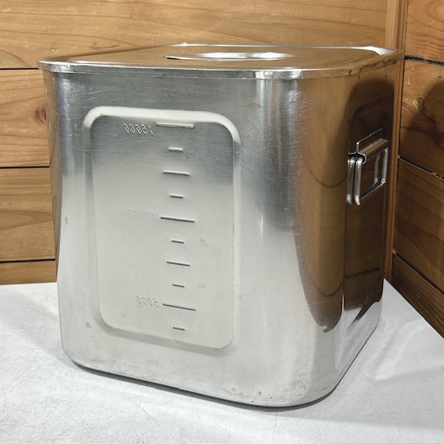 【中古】YUKIWA/ユキワ 三宝産業 ステンレス 深型角キッチンポット SIZE:27 27cm 容量 18L 持ち手付き 蓋付き