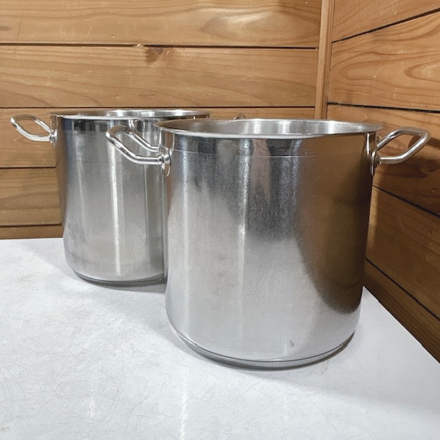 【中古】業務用 ステンレス 寸胴鍋 ストックポット 24cm 約10L IH対応 両手鍋 φ240×H240(mm) 2点セット