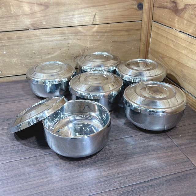 【中古】業務用 deiki/デルキ 韓国 韓国食器 茶碗 ステンレス ごはん容器 6点セット