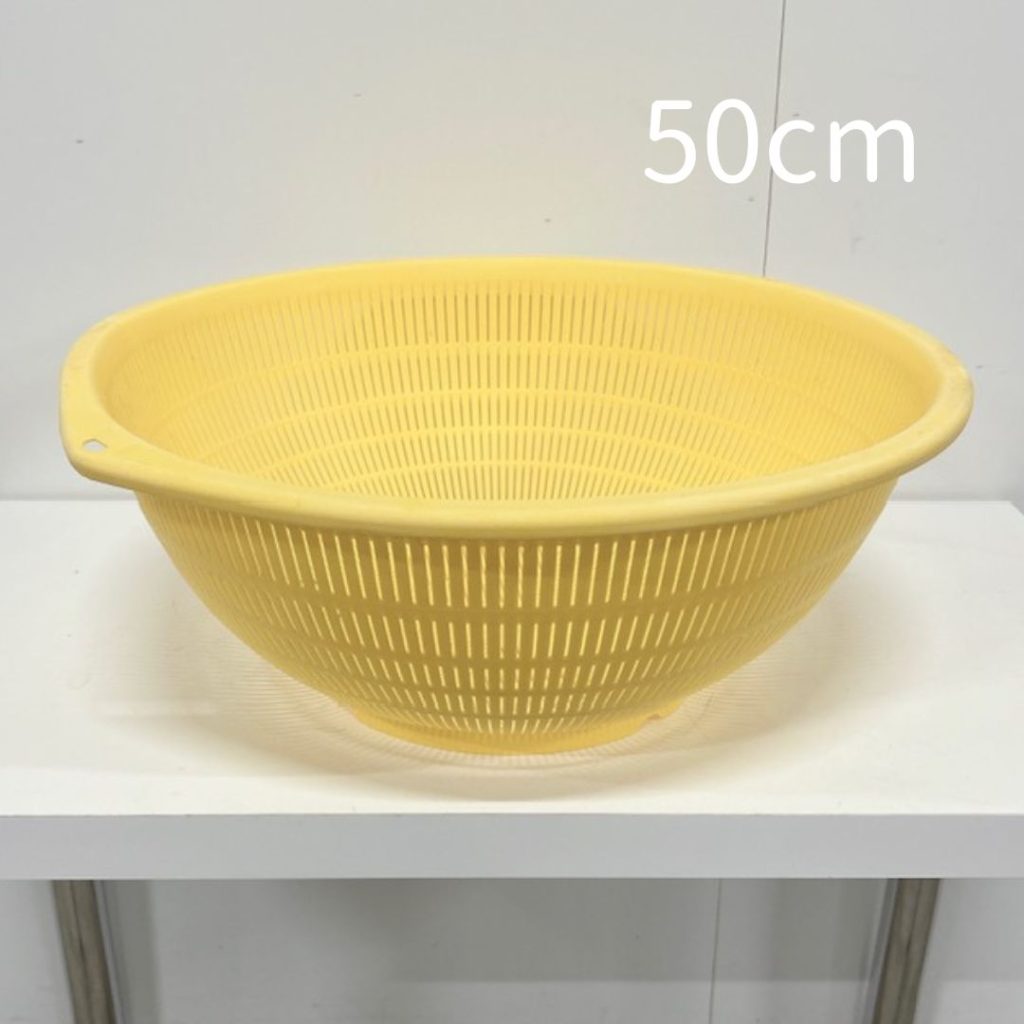 【中古】弁慶/本間冬治工業 特大 調理用 水切りボウル 大きめざる 水切りざる PPザル 弁慶50cm φ540×H215(mm) イエロー