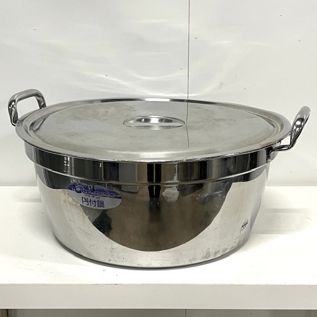 【中古】POWER DENJI パワー・デンジ 円付鍋 デンジ円付鍋 45cm 26L 業務用 調理器具 IH対応可 蓋つき φ460×H200(mm)