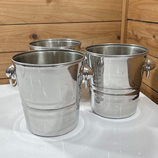 【中古】業務用 調理器具 アイスバスケット アイスペール 氷 バケツ ステンレスバスケット φ180×H195(mm) 3点セット